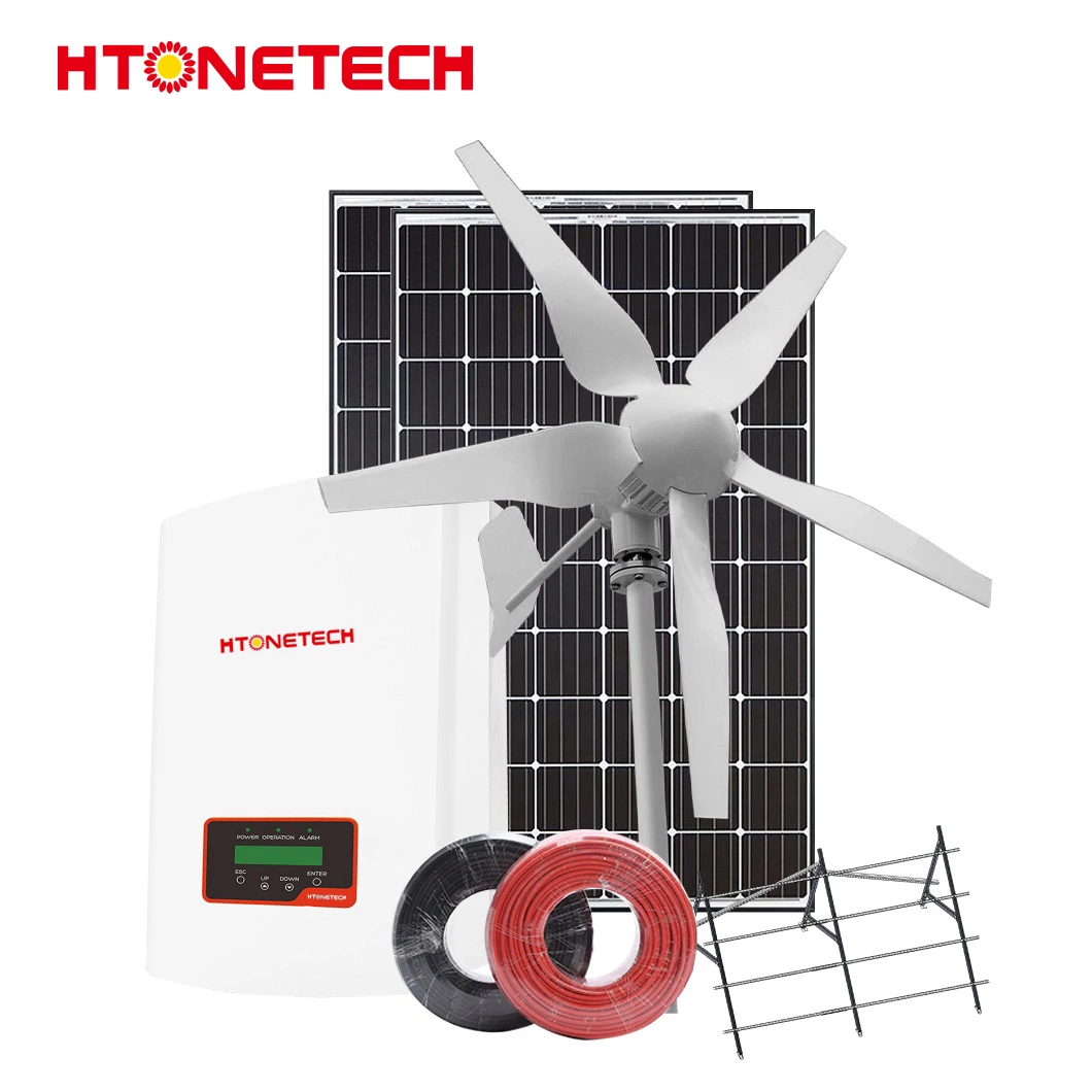 Htonetech China Greenhouse Solar Panel Manufacturing 5000W 45000W DC Solar Stromversorgung mit kleinen Windenergieanlagen