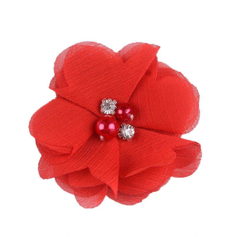 Lbv Accessories Hand Sewn Pearl Rhindiamonds Chiffon Flowers DIY Children&prime; S Headwear Hairpin