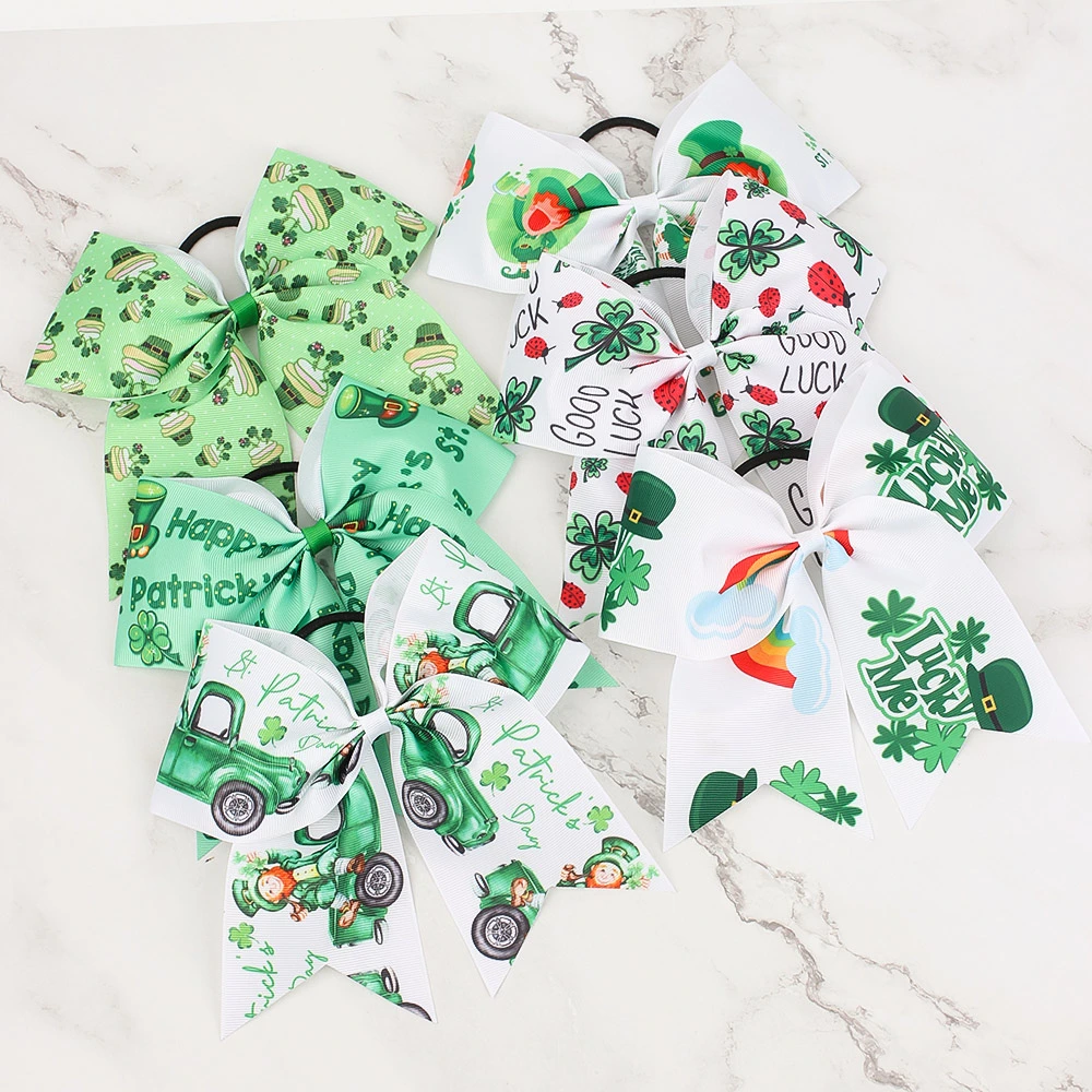 Saint Patrick Scrochnies Irlande Clover Green Carton chapeau d'imprimerie Bow Serre-cheveux cravates St Patrick's Day Fashion Accessoires cheveux