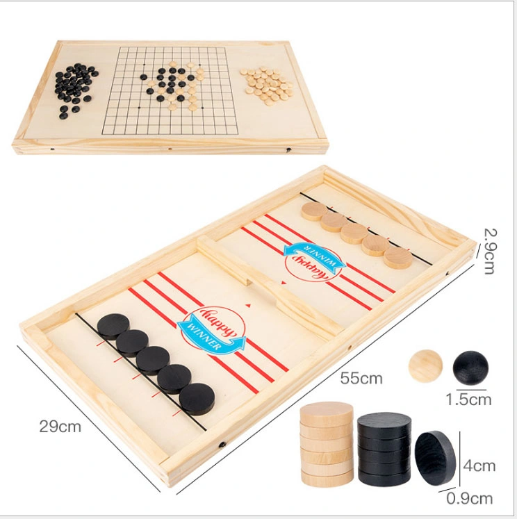 Two-in-One Funning Wooden Table Hockey Wooend Sling Puck Game Parent-Child Interactive