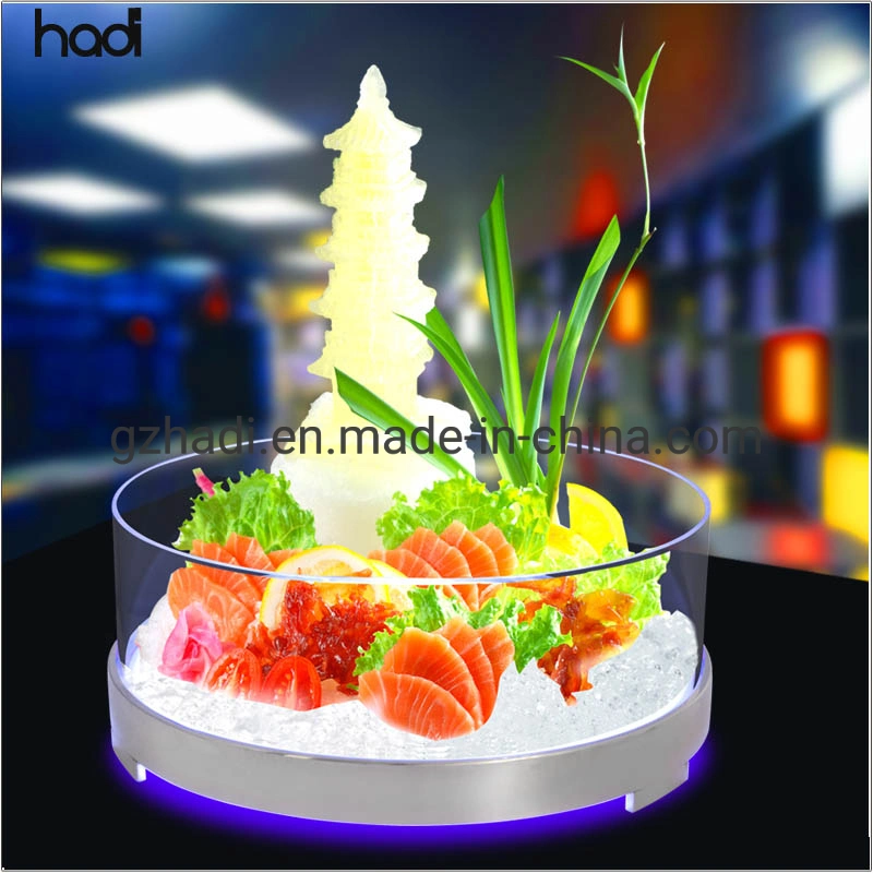 Buffet Equipment Hotel Sea Food Display Commercial LED Ice Bucket Acrylic Commercial Customised Size Rectangle Clear Acrylic Ice Bucket for Sale