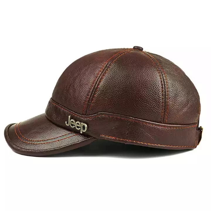 H600 All-Match Leather Hat Jeune étudiant extérieur décontracté cow-hide Chapeaux Casquette de baseball pour adulte en cuir véritable