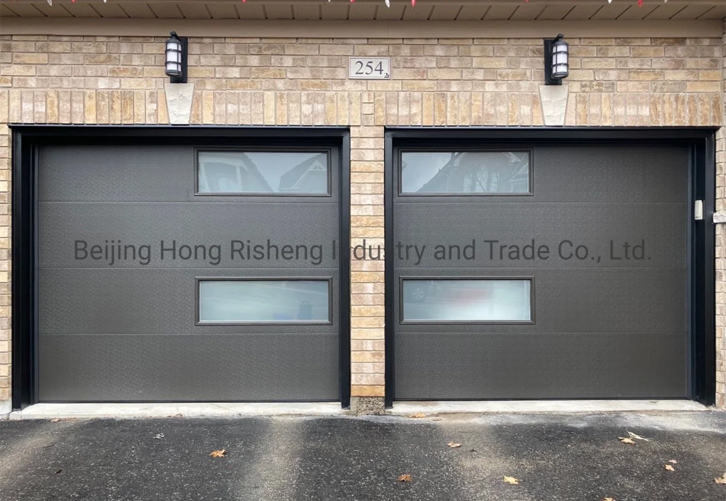 Original Factory Residential Garage Door with Flat Steel Insulated Panel with Window