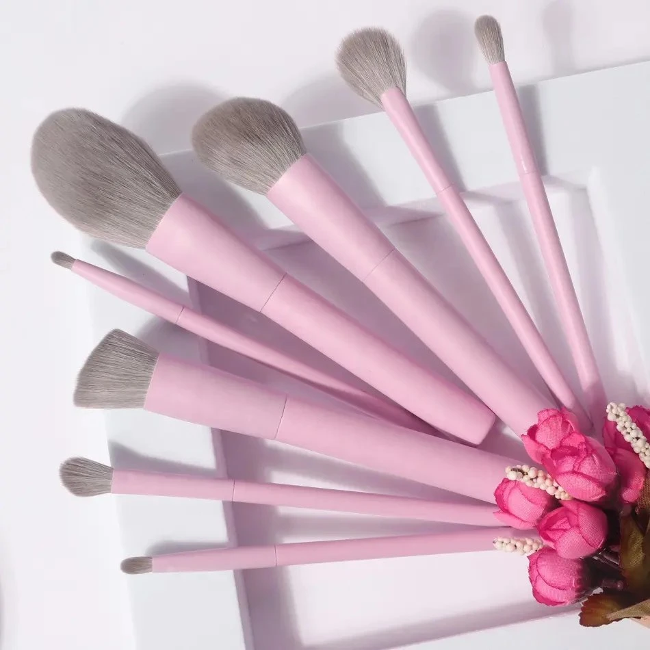 Yaeshi 2023 Make up Vegan Eco Friendly Wooden Pink Synthetic Privatelabel Professional Luxury Custom Logo High quality/High cost performance Makeup Brush Set