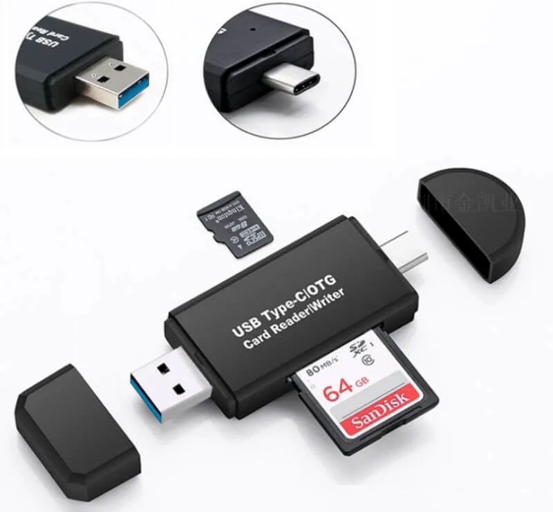 Leitor de cartões inteligentes USB 2.0 TF/SD tipo-C - leitores para Computador portátil/telefones