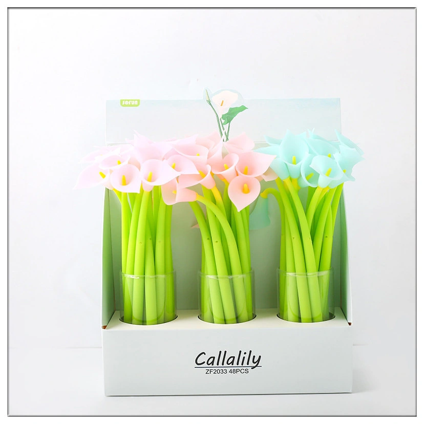 Nouveau stylo gel de décoration en forme de lys Calla avec changement de couleur de lumière.