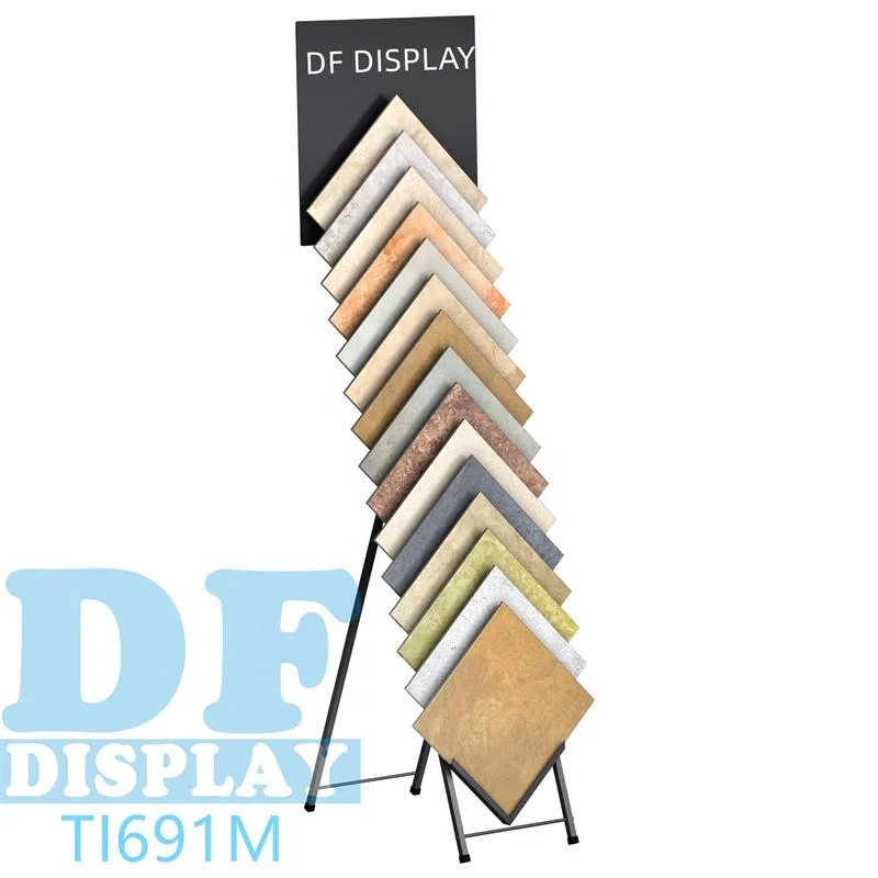 Popular Decoration Materials Store Customized Laminate Parquet Wooden Flooring Tiles Samples Display Rack with Wire Holders Tile Display Stand