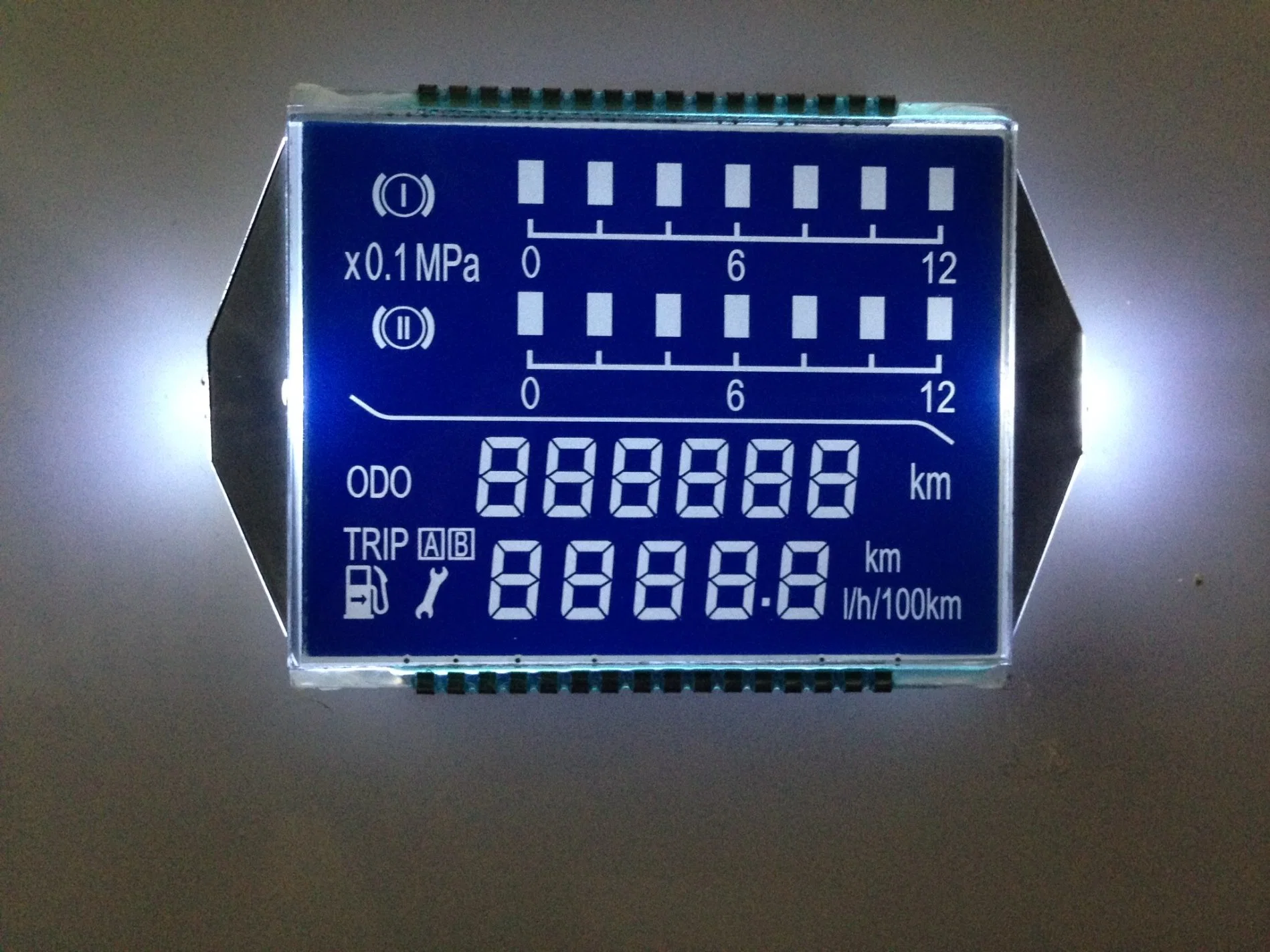 Tn Htn Stn Dfstn Blue Mode 7 Segment LCD Display with Backlight