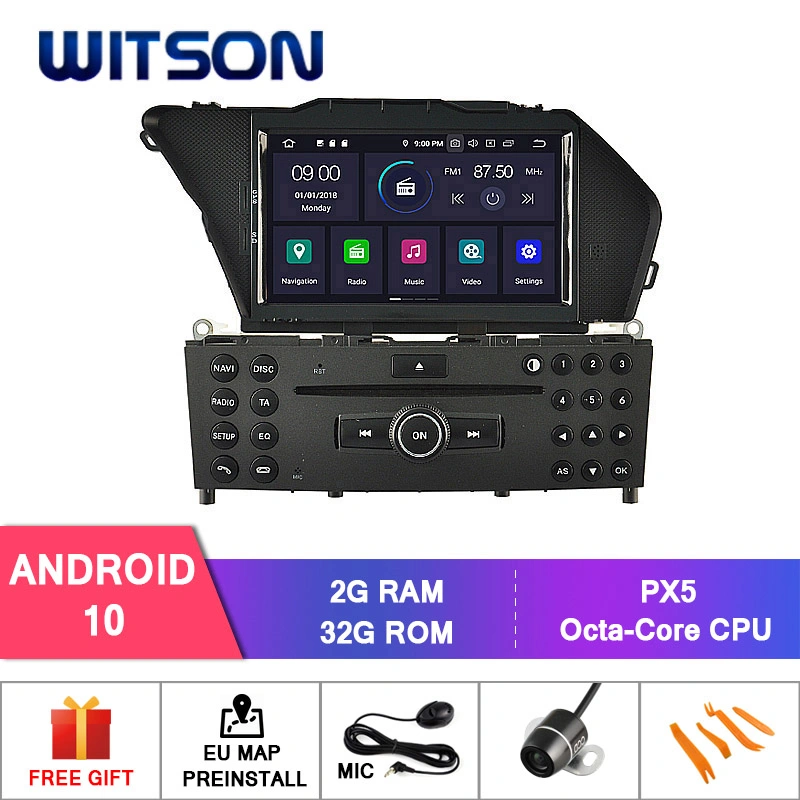 Radio de voiture Android 11 à quatre cœurs Witson pour Mercedes-Benz GLK (2008-2010) /GLK X204/GLK 300/GLK 350 mémoire RAM DDR3 de 2 g.