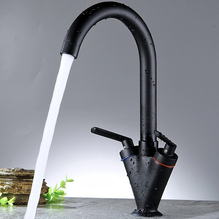 Arc Black Kitchen Faucet Oil Rubbed Bronze Bar Single Hole Dual Handle Matte Copper Swivel Spout Kitchen Mixer