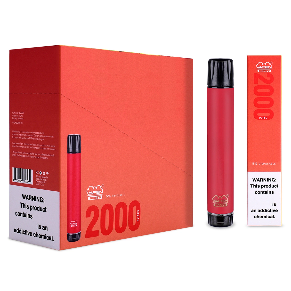 Vapen Macro OEM بالجملة_Cig Portable vaporizer 2000 أطواق قابلة للاستخدام E طقم البداية من طقم السجائر الإضافي E-Cigarette 2000 Putff Bar