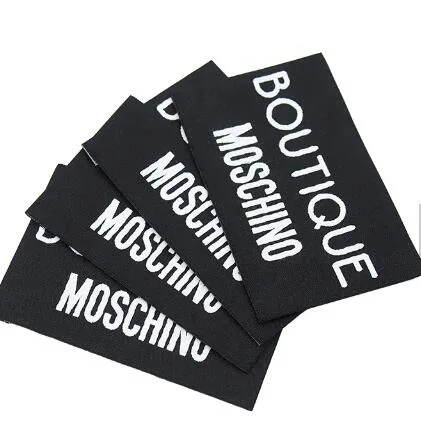 High Density Woven Labels Yarn Taffeta Black on Black Clothing Woven Label