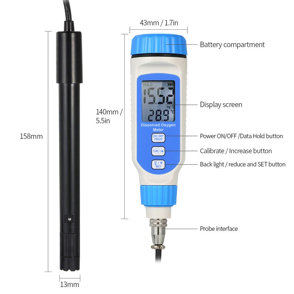 Dissolved Oxygen Analyzer Meter Digital Portable Do Pen Type Water Quality Tester