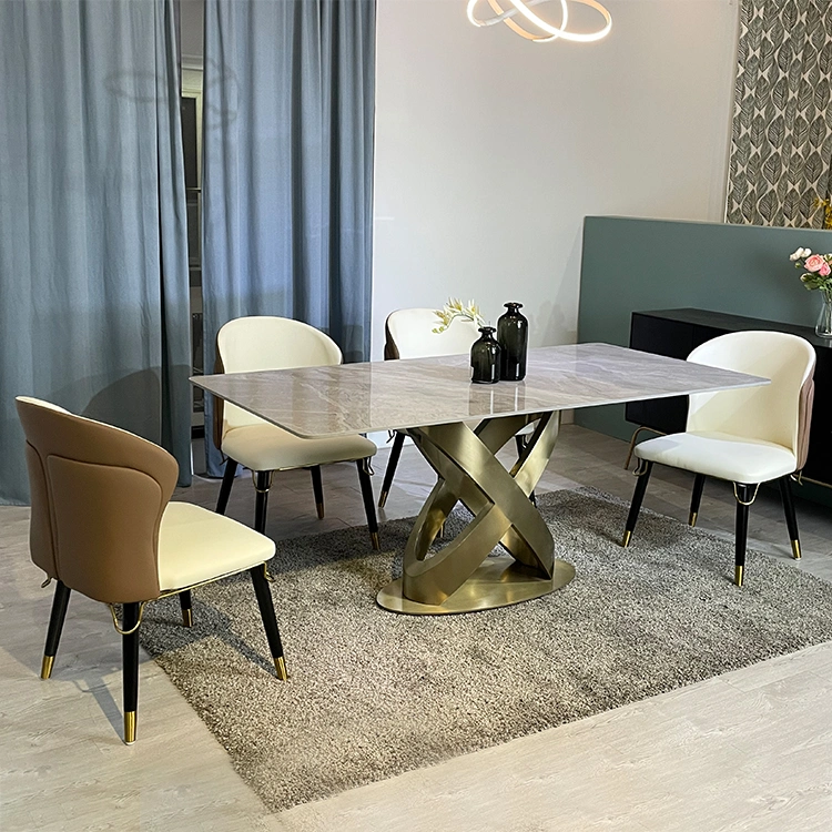 Fábrica Precio al por mayor Living Room moderno comedor de cerámica Top Establece el lujo nórdico antiguo