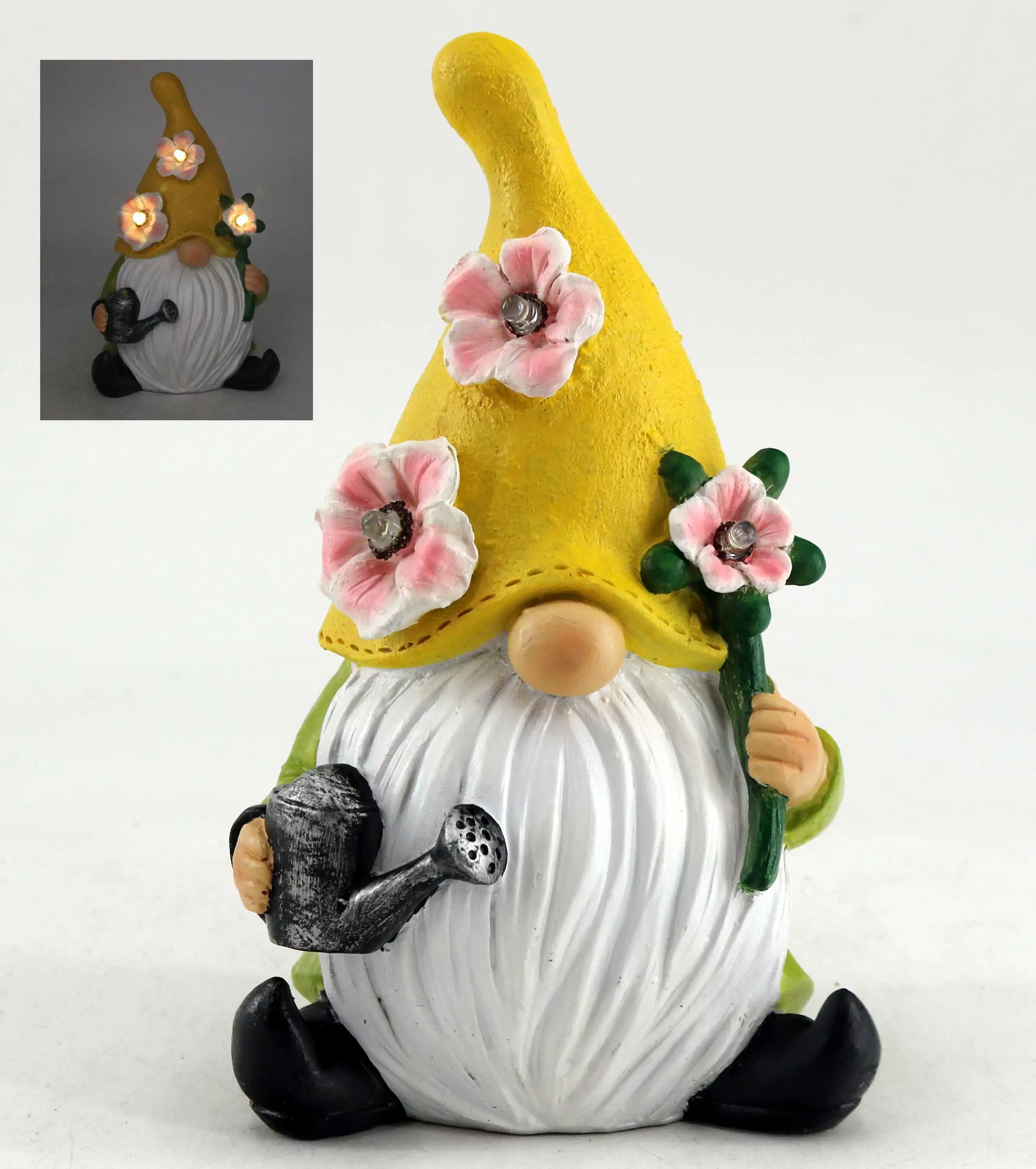 Customized Outdoor Resin Garden Gnome Statue Figurine with Solar LED Light Polyresin Gnome Figurine for Patio Yard Lawn