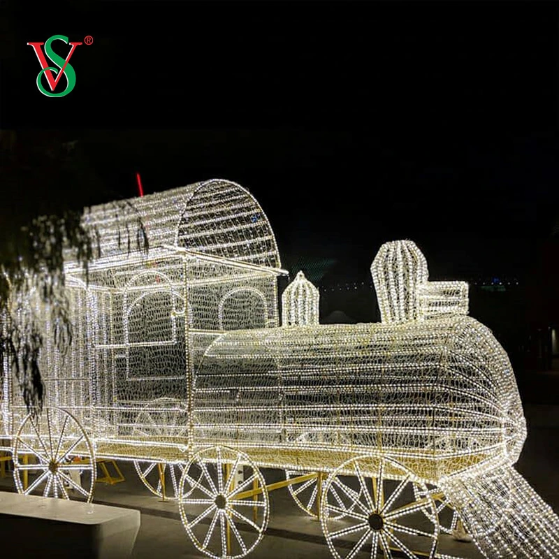 Colorful 3D Motif Light Train for Festival Amusement Light Show