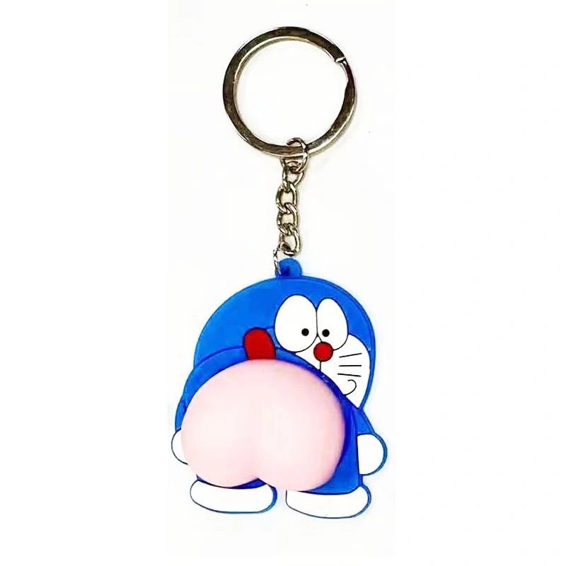 New Hot Selling Hip PP PVC Keyring Soft Fidget Toy Keychain Car Anticollision Sticker