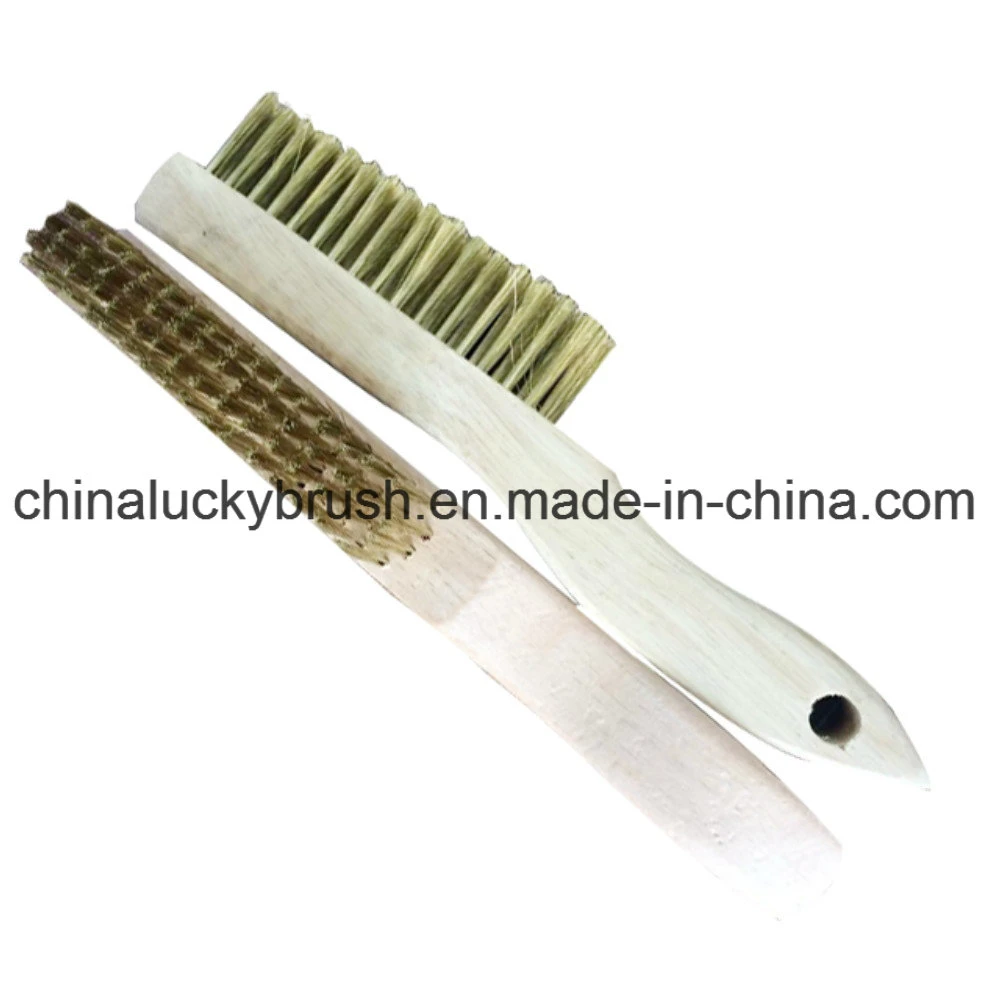 Brass Wire Wooden Handle Cleaning Brush/Wood Base Steel Wire Cleaning or Polishing Hair Brush (YY-754)