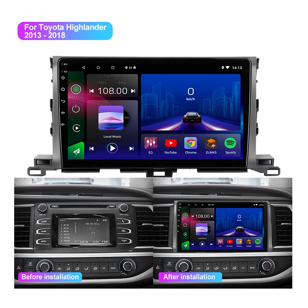 Jmance 10 pouces voiture lecteur DVD Audio voiture Double DIN Avec radio de voiture Mirror-Link pour Toyota Highlander 2013 - 2018