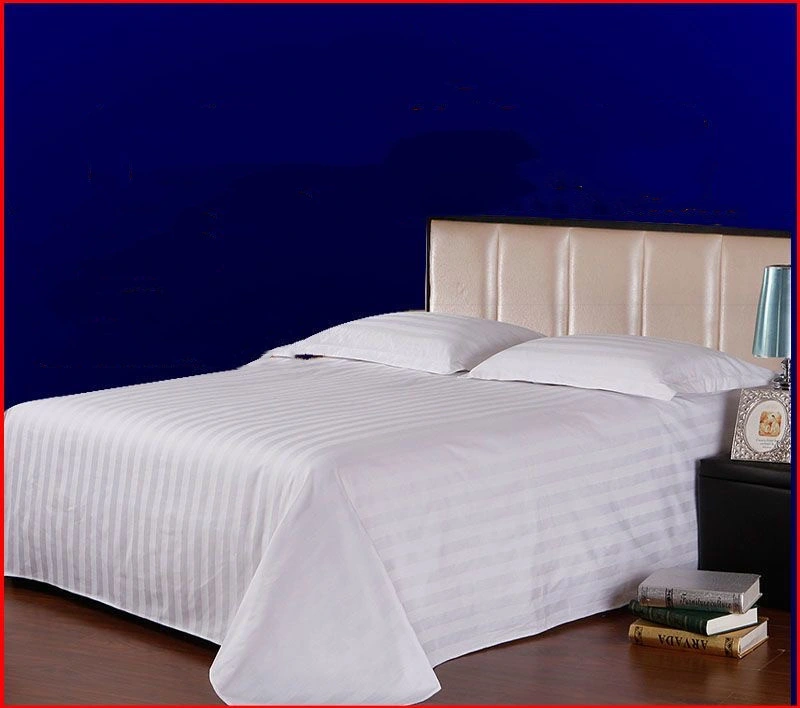 300 Tc Hotel de lujo Bedsheet ropa de cama Ropa de cama blanca cama Juego de conjunto de hojas de la reina el Rey de algodón 100 Caso cantidad normal de rayas tapa