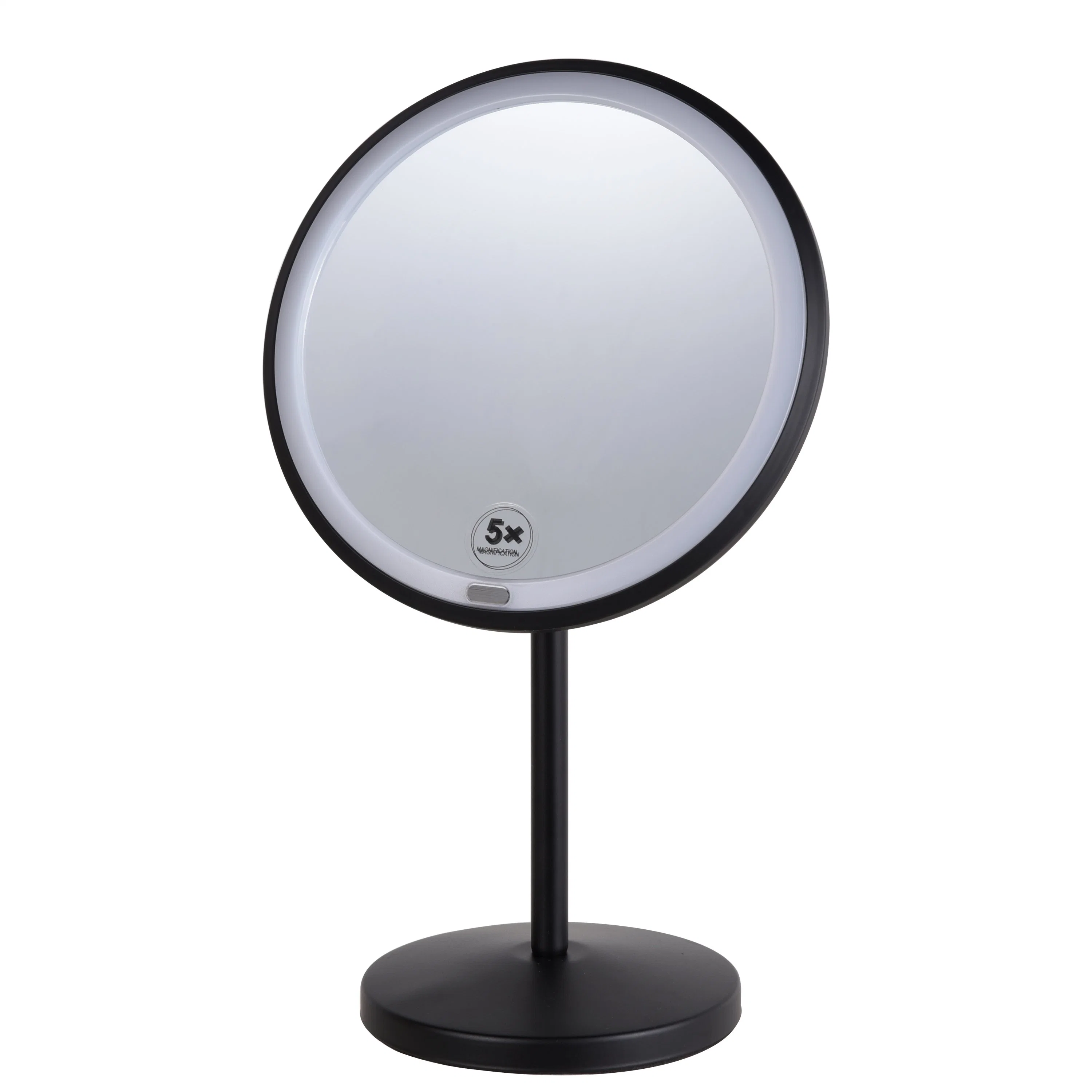 Matte Black Single LED Lighted Table Vanity Mirror