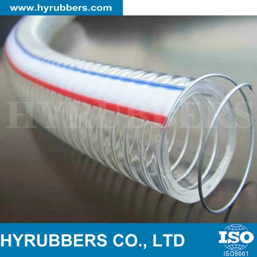 Hyrubbers Transparent PVC Steel Wire Reinforced Hose / Flexible Plastic Pipe Tube/ PVC Hose