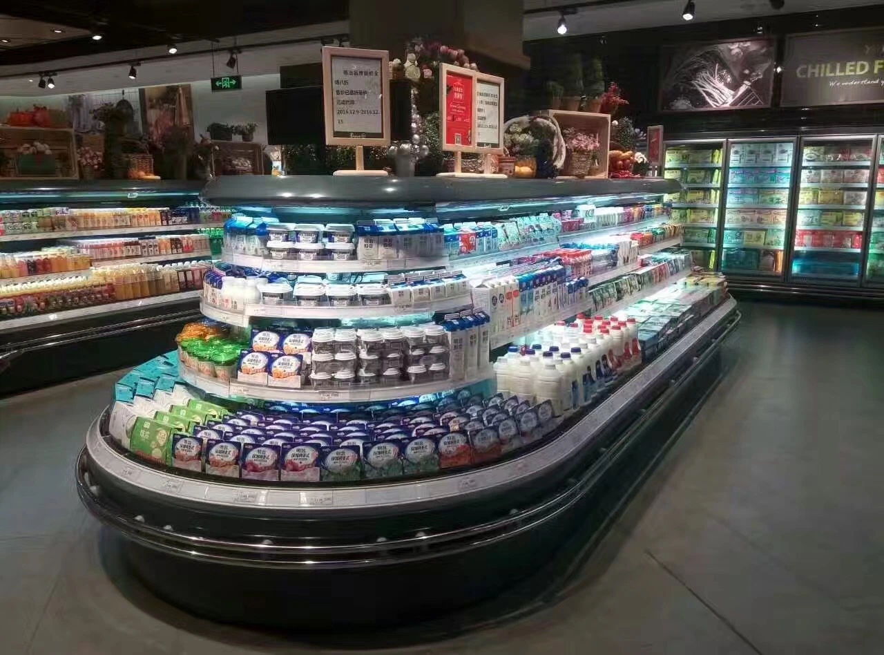 OEM Supermarket Commercial Retail Display Semi-Vertical Round Island