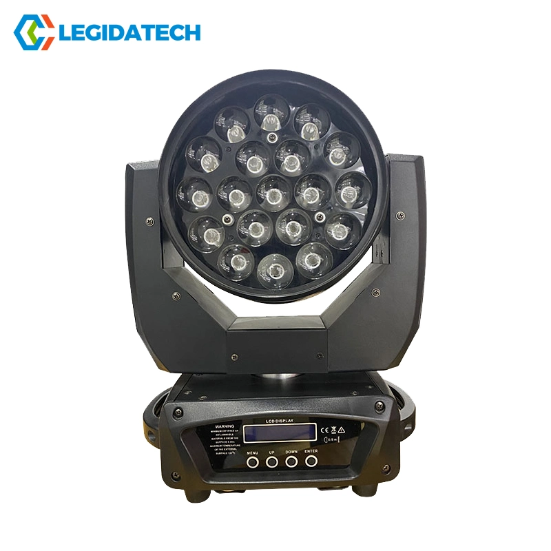 Legidatech LED DJ Night Club Disco Stage Lighting Equipment DMX 19X15W RGBW 4 in 1 Zoom Wash Light LED Moving Head Light