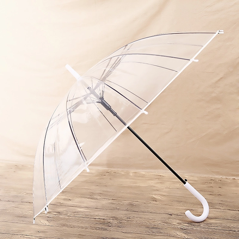 Factory Wholesale Customized Logo Print Clear PVC Umbrella 14K Automatic Transparent Poe Material Rain Umbrella Kids