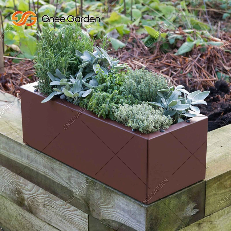 Simple Rectangular Corten Steel Flower Planter