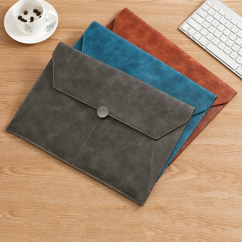 Customized Laptop Sleeve Leather A4 Document File Folder Bag for Office Supplies