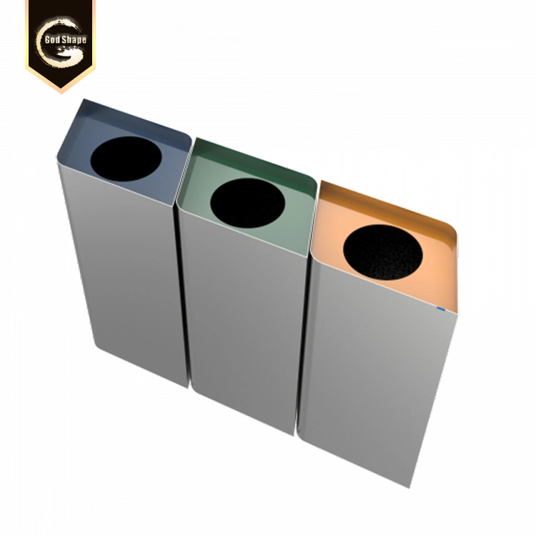 Outdoor Rectangle Stainless Steel Metal Recycle Trash Bin -0418L