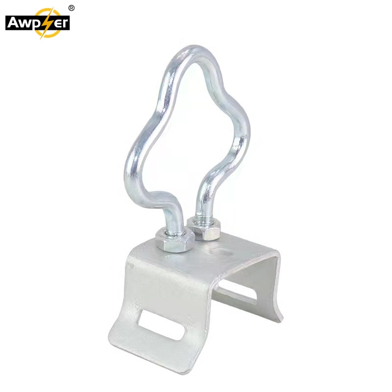 Galvanized Steel FTTH Hoop Fastening Retractor / Drop Wire Bracket / Pole Bracket Hook