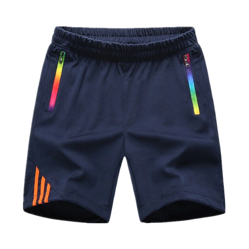 Customized Hot Sale 100% Cotton Striped Design with Rainbow Zipper Fashion Men Shorts