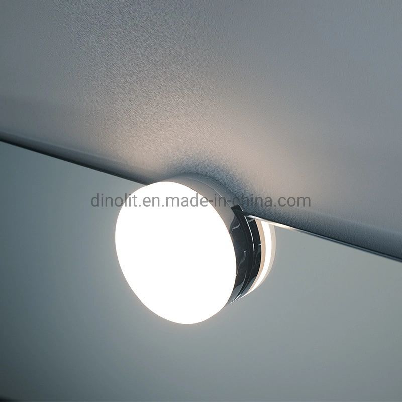 Ronda IP44 Design simples superfície cromada 4W 220V mobiliário banho à prova de luz do espelho frontal LED com a braçadeira marcação RoHS