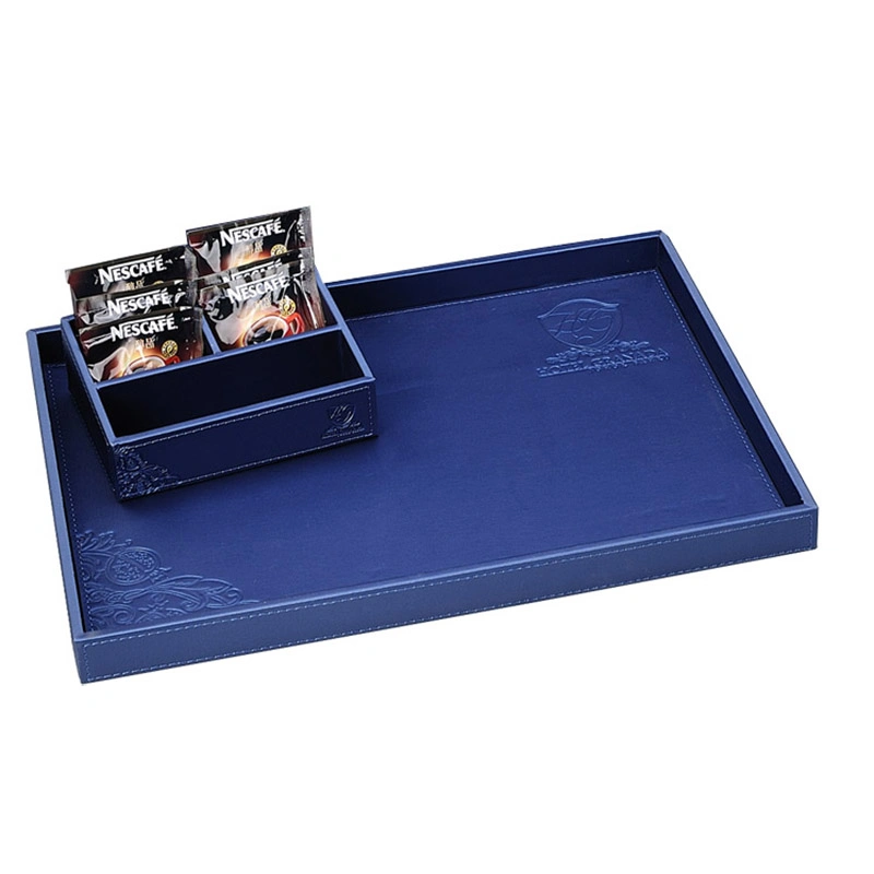 Hotel Top Quality Special Blue PU Leather Service Tray