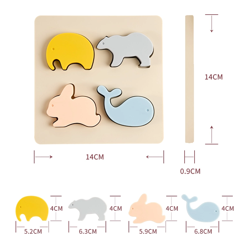 Food Grade BPA Free Silicone Cute Animal Puzzle Educational Toys