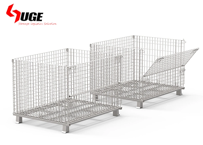 Huge Supermarket Warehouse Equipment Metal Stackable Storage Cage with Plastic Pallet