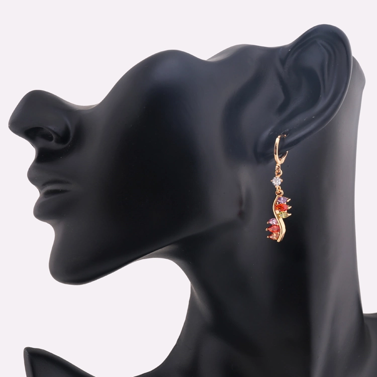 New Fashion 18K Gold Silk Thread Druzy Cubic Zirconia Drop Earrings