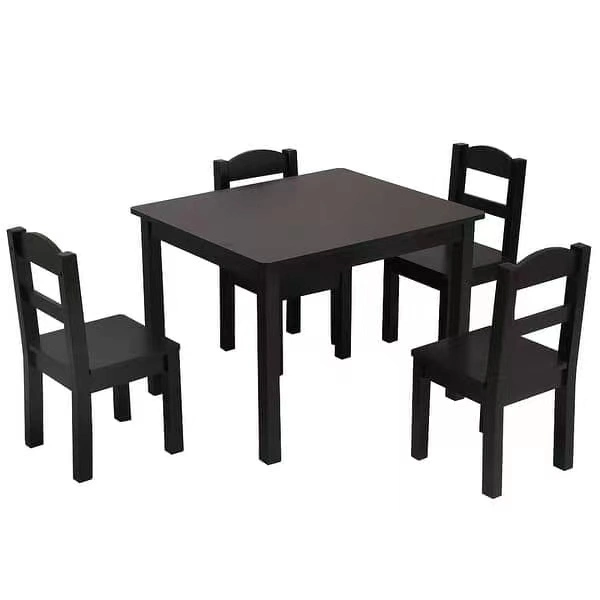 Reasonable Price Wholesale/Supplier Wooden Students Furniture Black Children Desk and 4 Chairs Kid's Table Set of 5