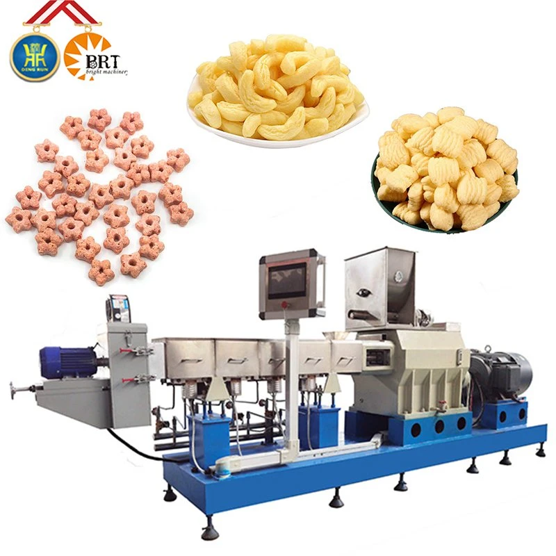 Queso cereal merienda producción línea Flakes Palas Extruir Alimentos Máquina de hacer bocadillos de maíz Equipo de comida de bola de queso