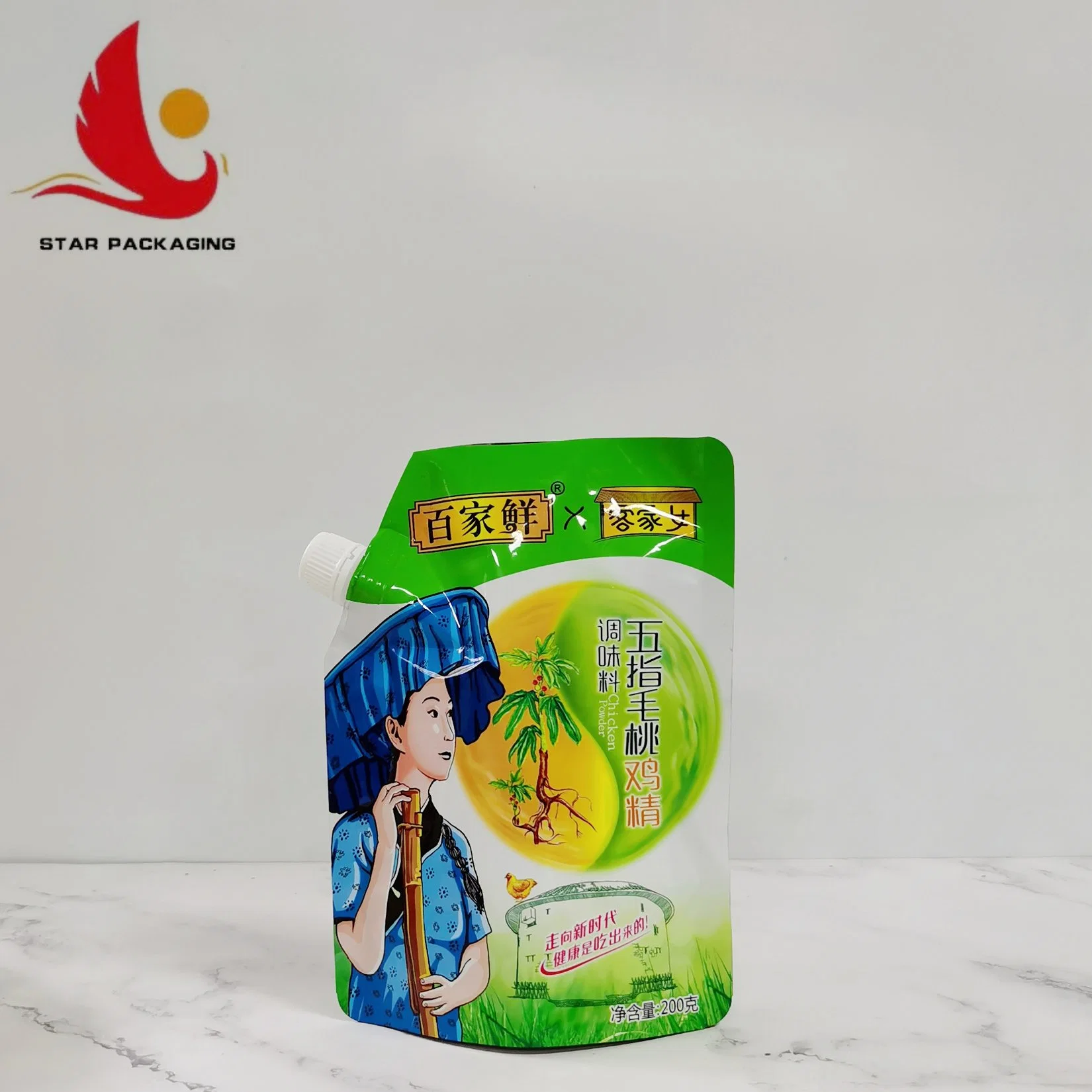 Custom Printed Food Plastic Packing Bag Spout Pouch with Seasoning