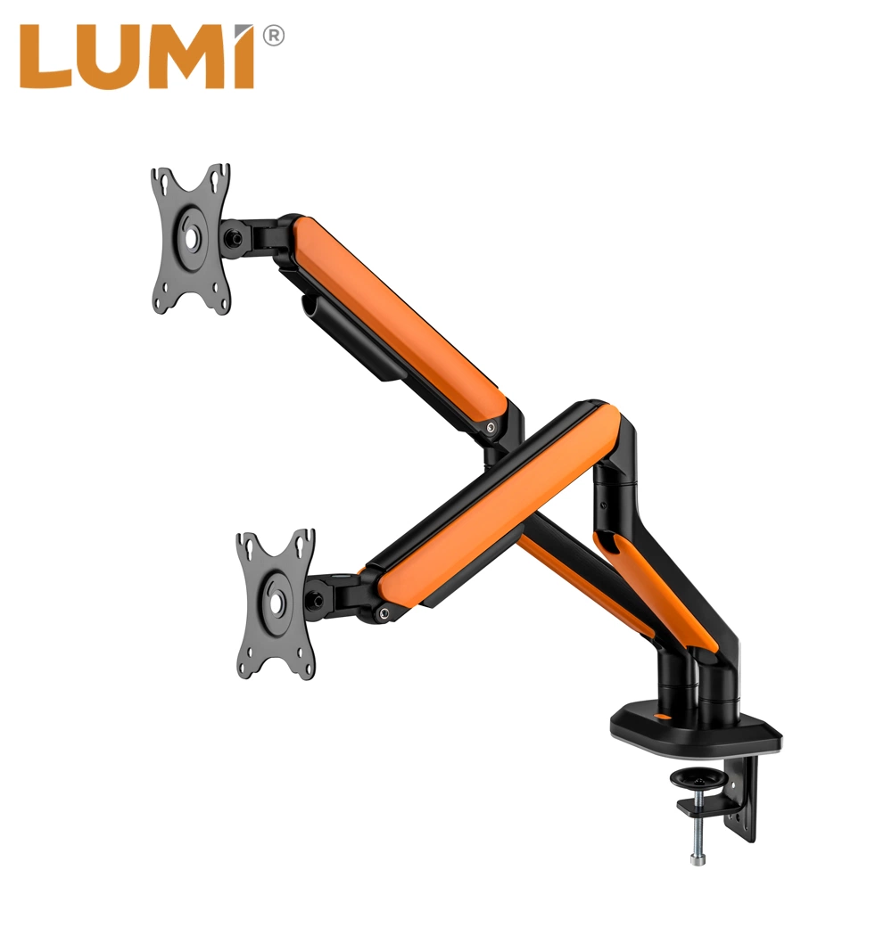 LUMI RGB Light Dual Desk Mount Monitor Arm Stand with Factory Price