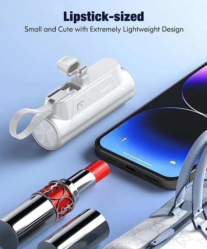 Portable Mini Mobile Power Supply with Flashlight, Cable, and Bracket