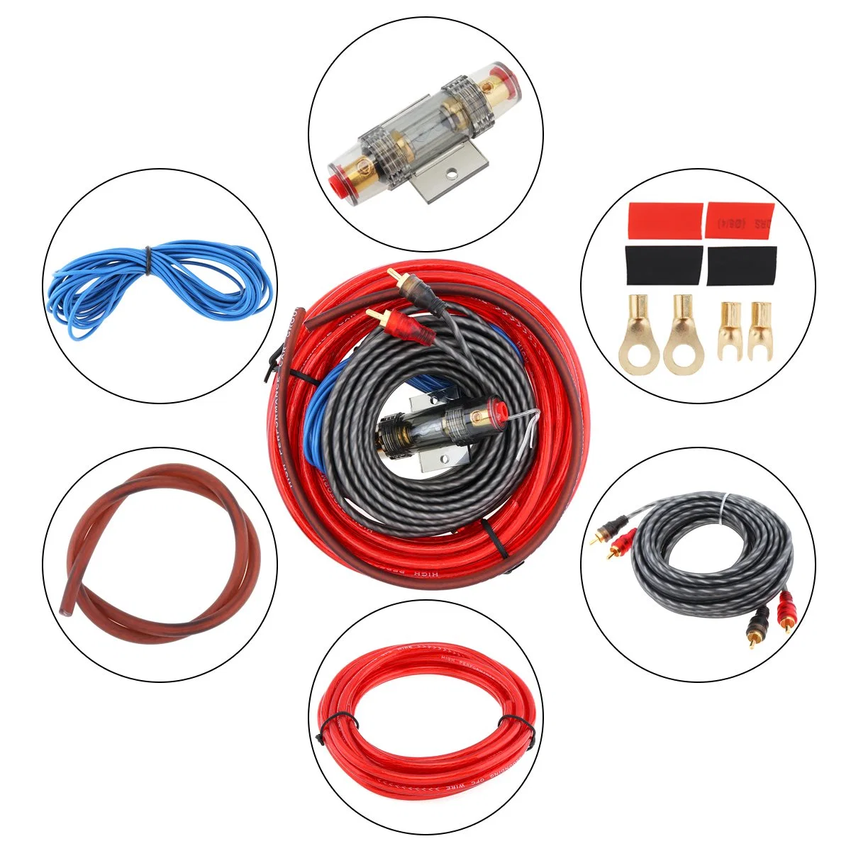 Car Speaker Woofer Car Power Amplifier Audio Line Power Line with Fuse Suit Forcar Audio Wire Wiring Kit