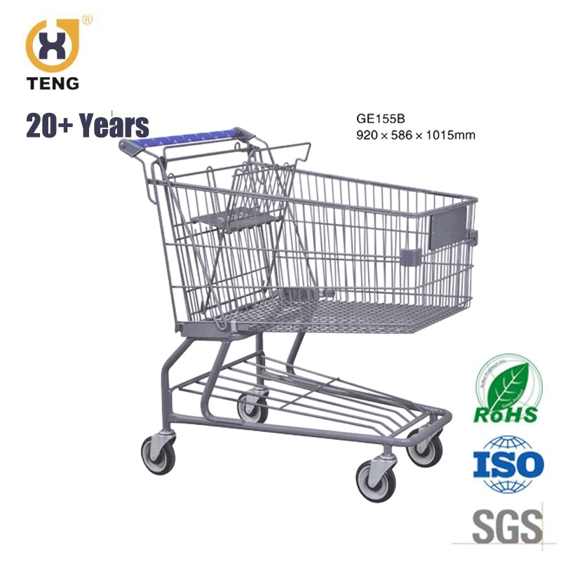 155L Deutschland Stil Metall-Handwagen Supermarkt Shopping Trolley Cart