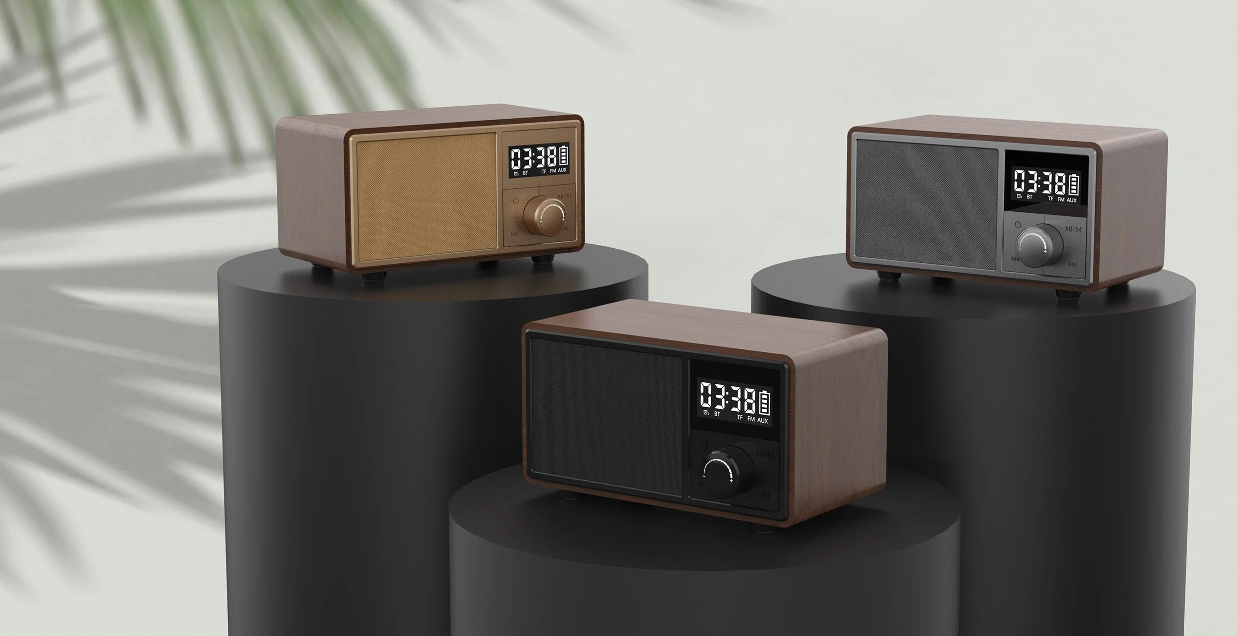 Altavoz Bluetooth con reloj despertador manos libres, compatible con TF FM Aux TWS para casa