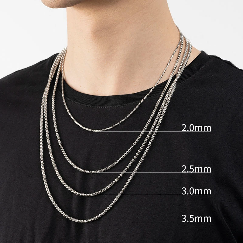 Stainless Steel Square Pearl Necklace Titanium Steel Hip Hop Accessories Ins with Chain