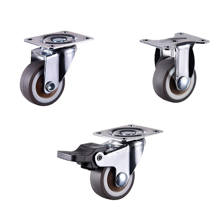 3inch 4inch 5inch Krankenhaus-Bett-Stuhl Universal-Plattform Trolley Möbel TPR Soft Rubber Plate Swivel Caster Wheels