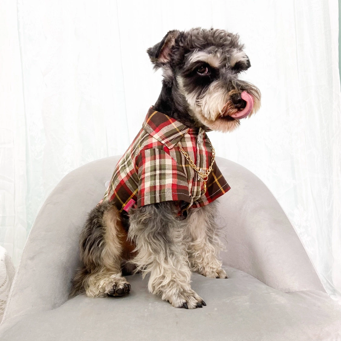 Popular Summer Style Plaid Pattern Customize Pet T-Shirt Clothes